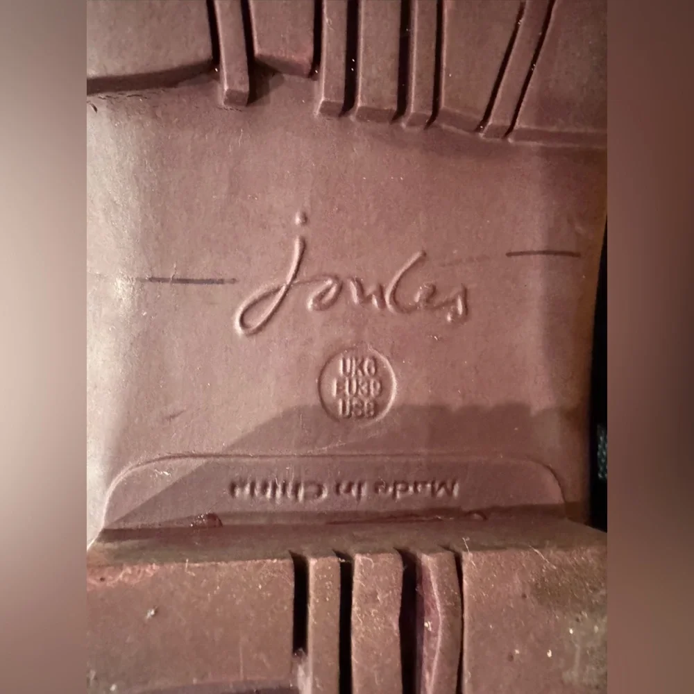 Joules Molly Welly Mid Calf Navy Rain Boots White Polka Dot Burgundy Trim Size 8 - Picture 14 of 16